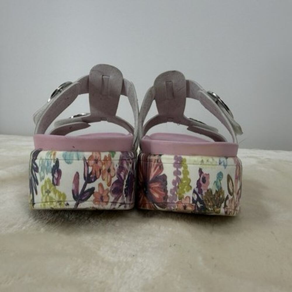 Alegria Vita Platform Slide Sandals 39 US 9 White Patent Leather Pink Floral - Picture 7 of 14